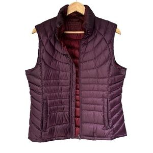 Bernardo Goose Down Burgundy Puffer Quilted Vest, Medium